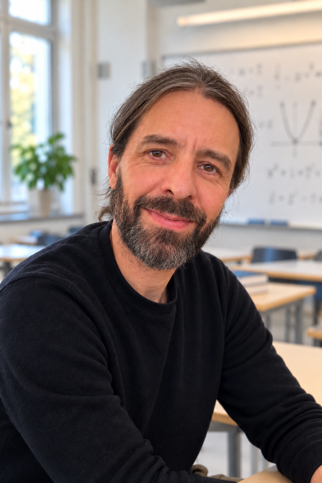 Daniel Barker i ett klassrum